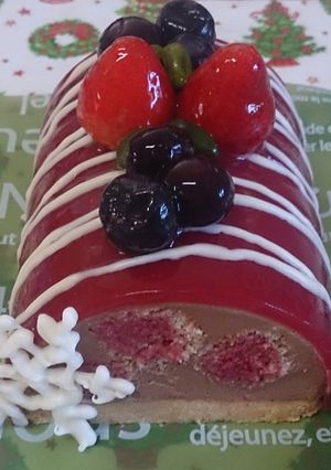 ラズベリーとチョコムースクリスマスケーキ-レシピのメイン写真