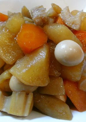 照り旨！根菜と豚三枚肉の煮物❀-レシピのメイン写真