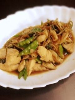 ササミとさやえんどうの生姜醤油煮-レシピのメイン写真
