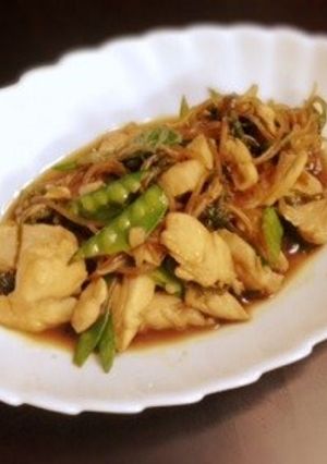 ササミとさやえんどうの生姜醤油煮-レシピのメイン写真