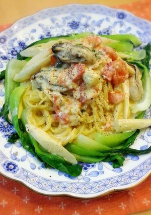 牡蠣のトマトクリームパスタ-レシピのメイン写真
