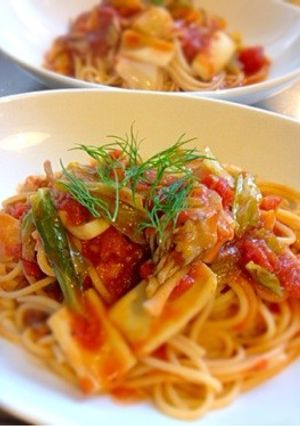 イカとキャベツのトマトソースパスタ-レシピのメイン写真