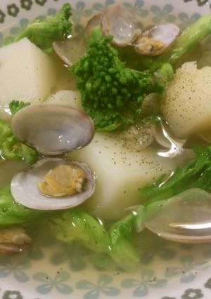じゃがいもとアサリと菜の花優しいスープ♪-レシピのメイン写真