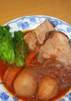豚肩ロース肉塊の赤ワイン＆赤味噌煮-レシピのメイン写真