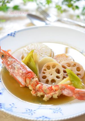 旨味スープで♪有頭エビと根菜の煮込み✿-レシピのメイン写真