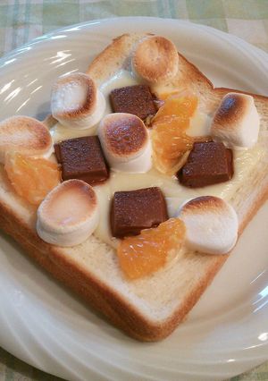 マシュマロとチョコと果物のチーズトースト-レシピのメイン写真
