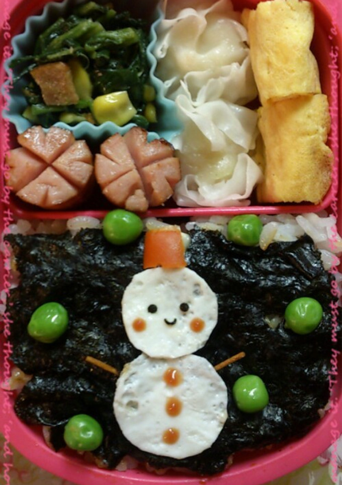 のり弁に♬簡単！ゆきだるまキャラ弁♡-レシピのメイン写真