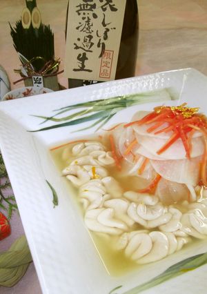 お正月に♪♪源助大根と鱈の白子の酢の物-レシピのメイン写真