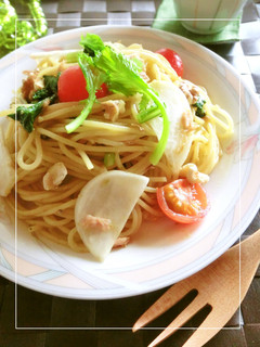 蕪とツナの梅海苔パスタ わさび風味-レシピのメイン写真