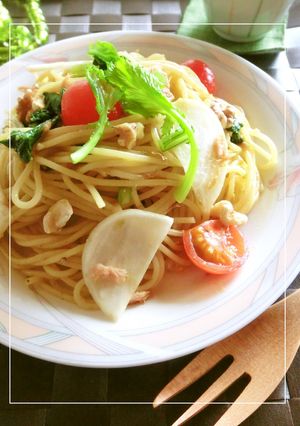 蕪とツナの梅海苔パスタ　わさび風味-レシピのメイン写真