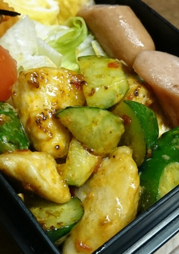 お弁当に☆鶏ときゅうりのピリ辛マヨ炒め-レシピのメイン写真