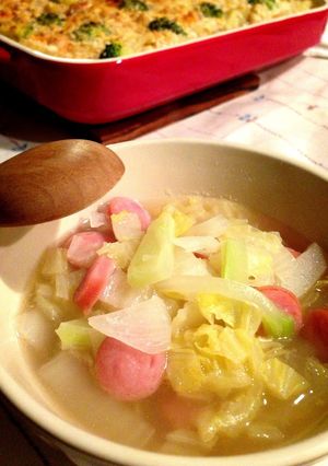 優しいお味♪白菜とウインナーのスープ-レシピのメイン写真