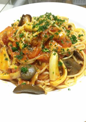 簡単♪キノコのトマトスパゲッティ-レシピのメイン写真