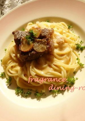 サーロインステーキ♥︎カルボナーラパスタ-レシピのメイン写真