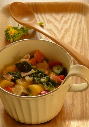 菜の花と角切り野菜のカラフルミルクスープ-レシピのメイン写真