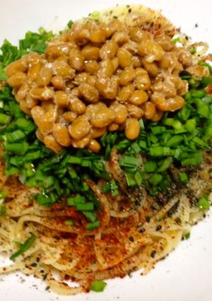 韓国風ナマニラ納豆冷製パスタ-レシピのメイン写真