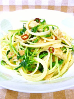 豆苗と油揚げのペペロンチーノ♪-レシピのメイン写真