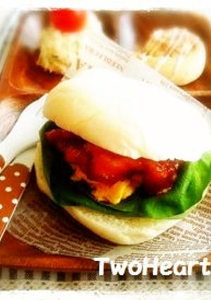 お家deチキンケチャたまﾊﾞｰｶﾞｰ-レシピのメイン写真