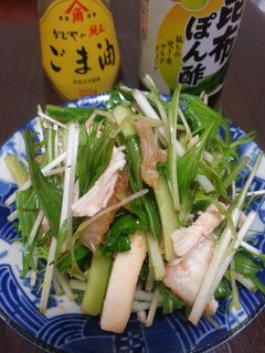 簡単!ささみと水菜のおつまみサラダ-レシピのメイン写真