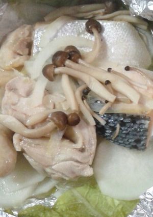 鮭と鶏肉のホイル蒸し-レシピのメイン写真