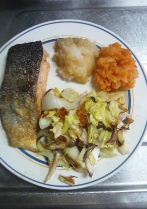 １１月８日晩飯　【鮭の素焼き和風ver】-レシピのメイン写真