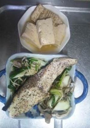 １１月２０日晩飯【煮豆腐とブリの塩焼き】-レシピのメイン写真