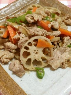 れんこんと豚肉のオイスターポン酢炒め♪-レシピのメイン写真