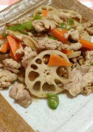 れんこんと豚肉のオイスターポン酢炒め♪-レシピのメイン写真