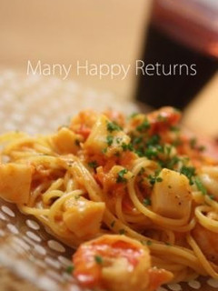 海老と帆立のトマトクリームパスタ-レシピのメイン写真