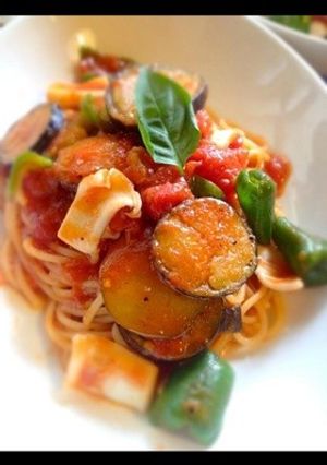 イカとナスのピリ辛パスタ-レシピのメイン写真