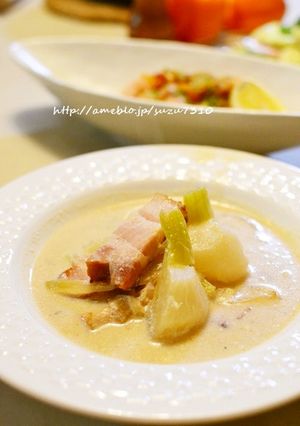 カリカリベーコンとかぶの豆乳スープ-レシピのメイン写真