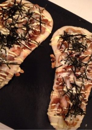 簡単♪照り焼きチキンのナンピザ-レシピのメイン写真