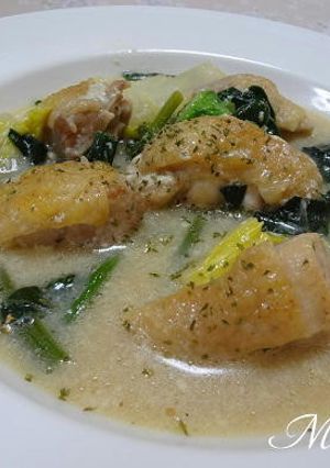 鶏肉と白菜ほうれん草のミルク煮-レシピのメイン写真
