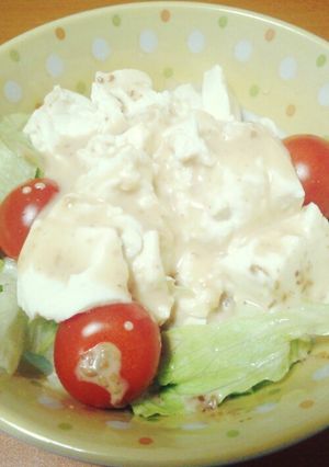 乗せるだけ♪おぼろ豆腐とレタスのサラダ-レシピのメイン写真