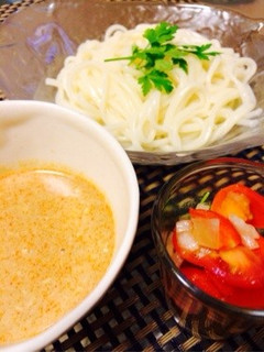 【10分】さっぱり♡トマトごまだれうどん-レシピのメイン写真