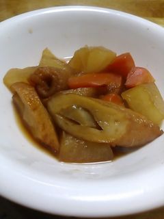 大根とにんじんとごぼう天の煮物-レシピのメイン写真