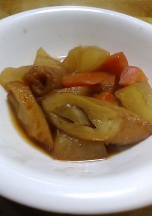 大根とにんじんとごぼう天の煮物-レシピのメイン写真
