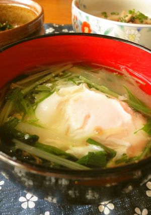 ＊朝食に＊水菜と半熟卵のお汁＊-レシピのメイン写真