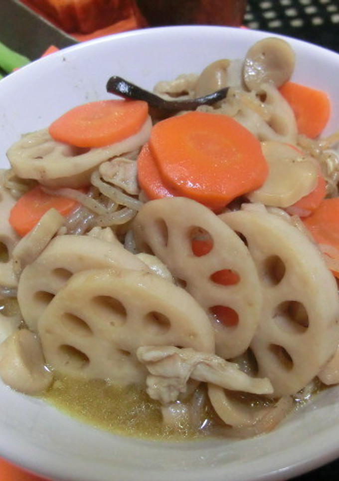 れんこんとにんじんとエリンギのすき焼き風-レシピのメイン写真