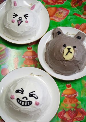 市販ロールケーキでラインキャラケーキ♪-レシピのメイン写真
