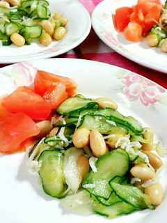 大豆と胡瓜・玉ねぎの和風じゃこサラダ♪-レシピのメイン写真