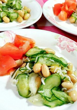 大豆と胡瓜・玉ねぎの和風じゃこサラダ♪-レシピのメイン写真
