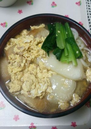 卵とお餅の簡単かけうどん-レシピのメイン写真