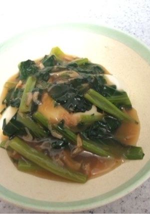 お豆腐の小松菜あんかけ〜桜海老風味〜-レシピのメイン写真