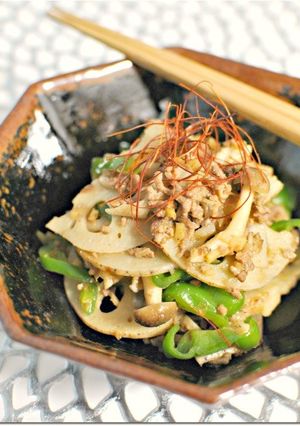 れんこんとひき肉のおかかきんぴら-レシピのメイン写真