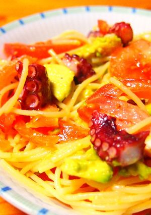 たことアボカドの冷製オリーブパスタ☆-レシピのメイン写真