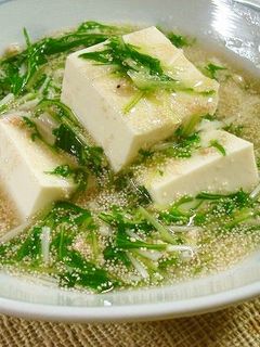 ほかほか♪水菜とタラコの餡かけ豆腐-レシピのメイン写真