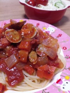 簡単美味しいあさりのトマトパスタ-レシピのメイン写真