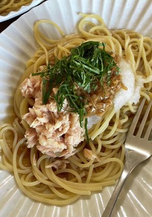 のせるだけ簡単！なめたけツナおろしスパ-レシピのメイン写真