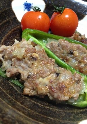 生椎茸入り！ヘルシーなピーマンの肉詰め♡-レシピのメイン写真